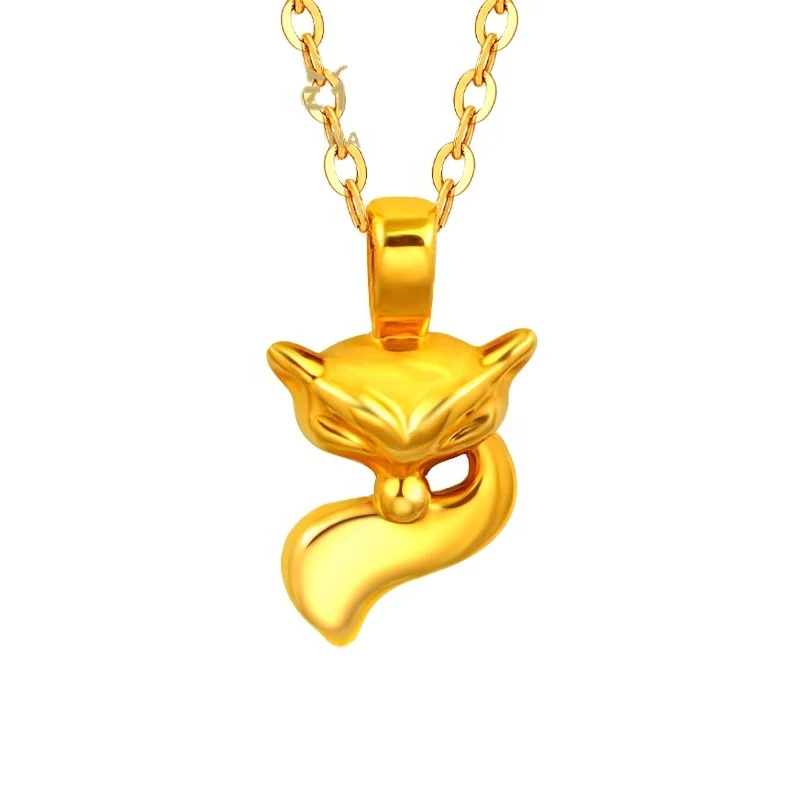 

Certified Gold Fox Necklace 3D Hard Gold Pendant Pure Gold 999 Cute Little Fox Burst Live Broadcast