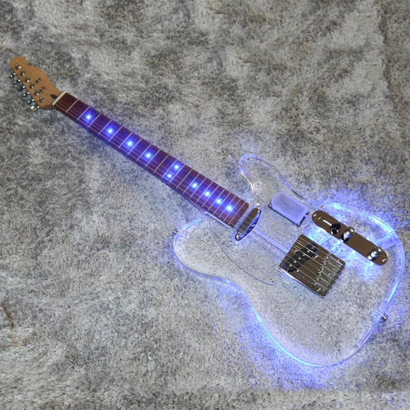 

Good quality blue led light acrylic TL telecaster electric guitar guitare electrique guiter guitarra gitar guitars