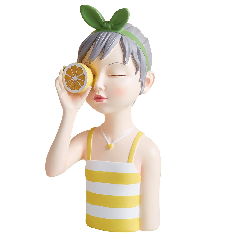 

Summer Girl Sculpture Resin Figure Statue Modern Home Decoration Ornaments Living Room Girl Bedroom Decoration Gifts Resin Art