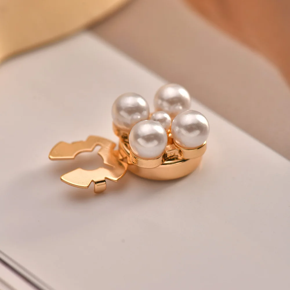 JFRB052 Elegant Zinc Alloy Shank Rhinestone Pearl Button Gold Tone Square Pearl Button Cover for Women Shirt Diy Jewelry