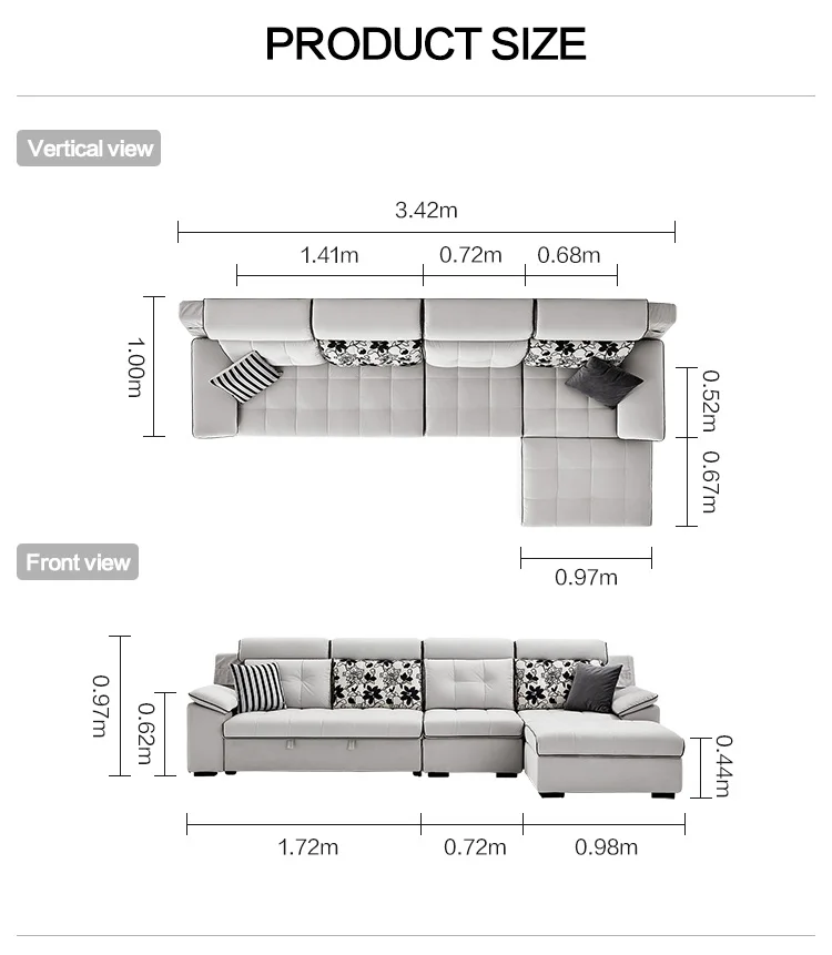 Reclinable Furniture Living Room Modern Sectional Fabric Sofas Set