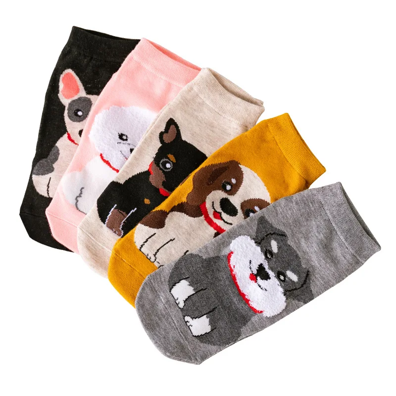 

Hot sale 3D cartoon cute animal boat socks breathable cat dog ankle socks women