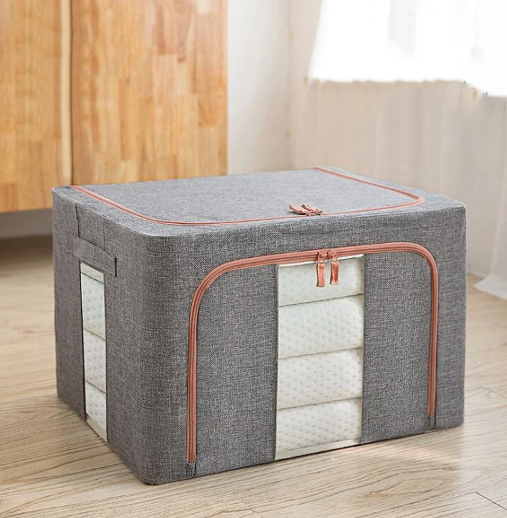 

Cloth Blanket Storage Bag Closet Organizer Underbed Storage Foldable Cotton Linen Breathable Closet Storage Bags Organizer bag, Optional