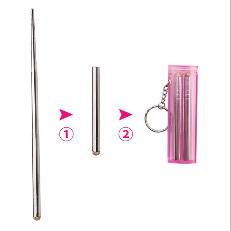 

Portable travel retractable collapsible telescopic foldable metal stainless steel chopsticks with box