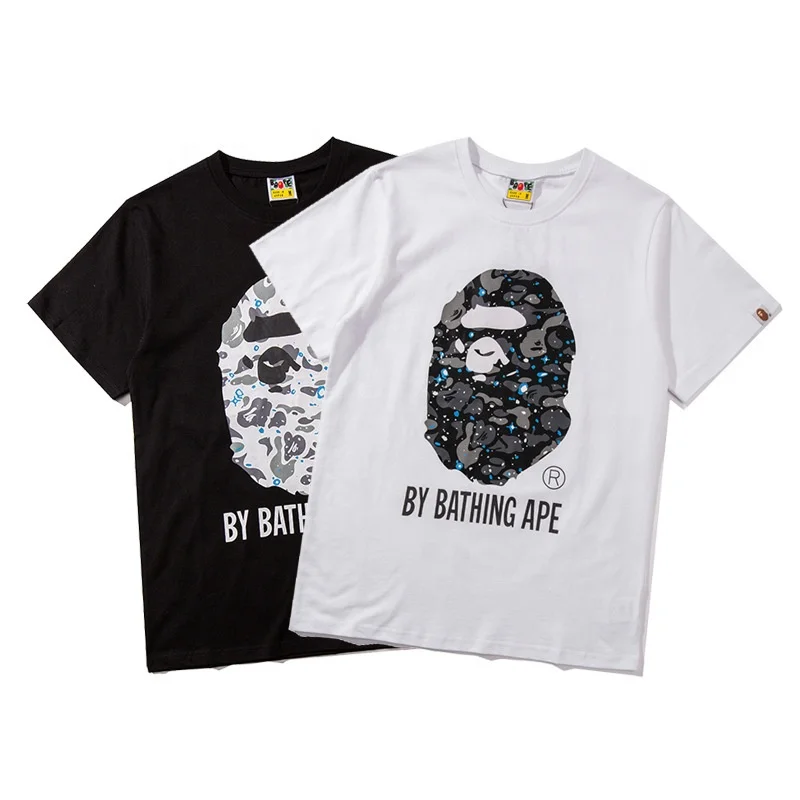 

Luminous Teen Boy Shirt Llighting T-Shirt Plus Size T-shirts Men Bape Shirt, White&black