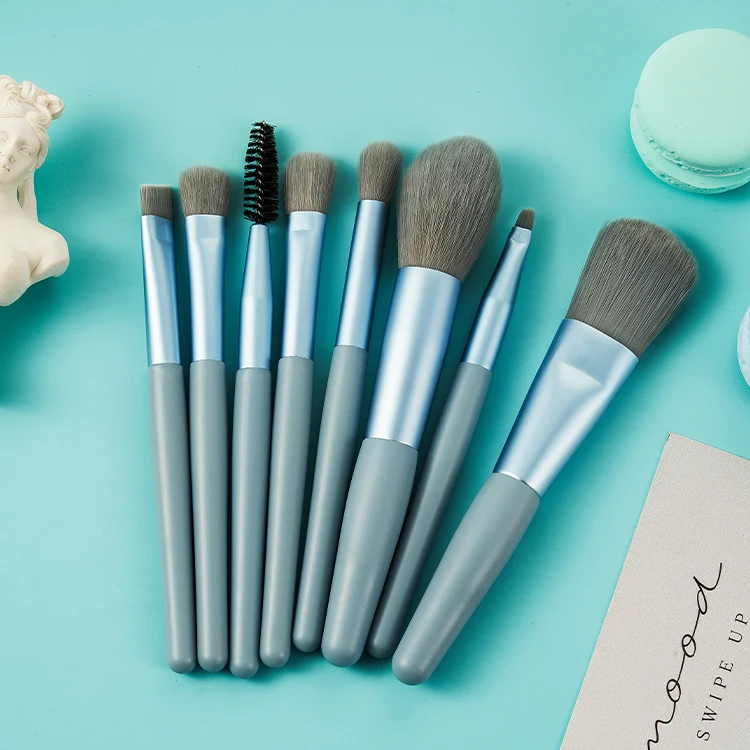 

New 8 Mini Makeup Brush Matte Wood Handle Portable Soft Bristle Beauty Tool Makeup Brush