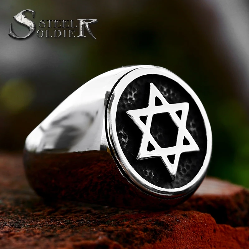 

SS8-1203R 2023 New Design 316L Stainless Steel Six Pointed Star Hexagram Ring Fashion High Quality Solid Ring Vintage Jewelry