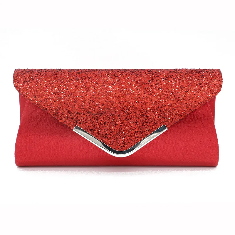 

Fashion Bling Grain Sequins PU Envelope Purse Long Clutch Bags Casual Chain Shoulder Bag Elegant Ladies Evening Bag