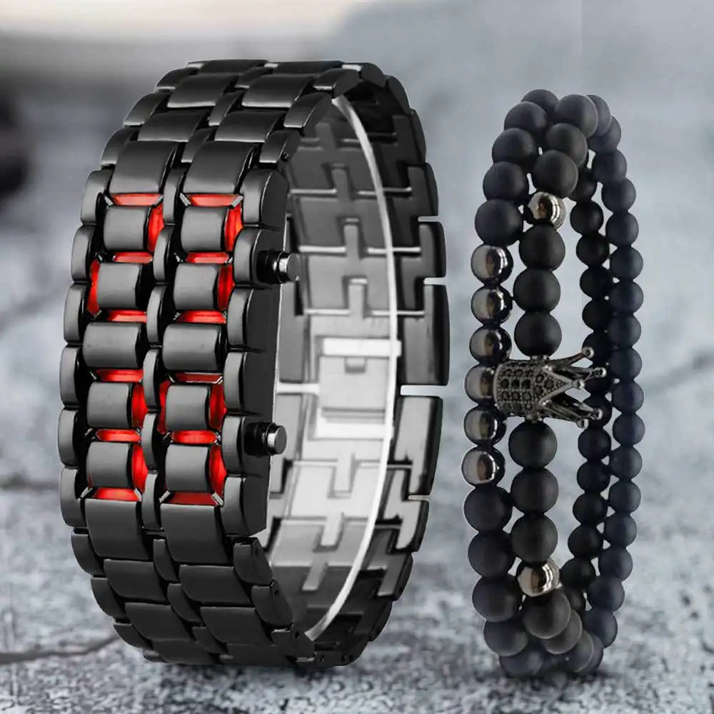 

Sports watches waterproof electronic second generation binary LED digital men's watch alloy wrist strap watch