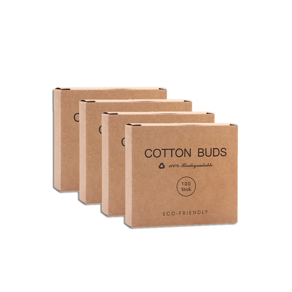 

Custom made 100 pcs eco friendly biodegradable hotel bamboo stick cotton bud swabs, Customize