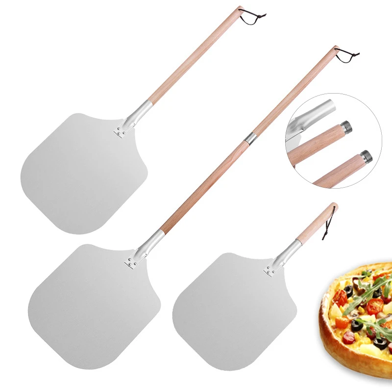 

2022 New Product Baking Homemade Pizza and Bread Adjustable Lengths Metal Aluminum Pizza Peel with 2 Detachable Wooden Handle