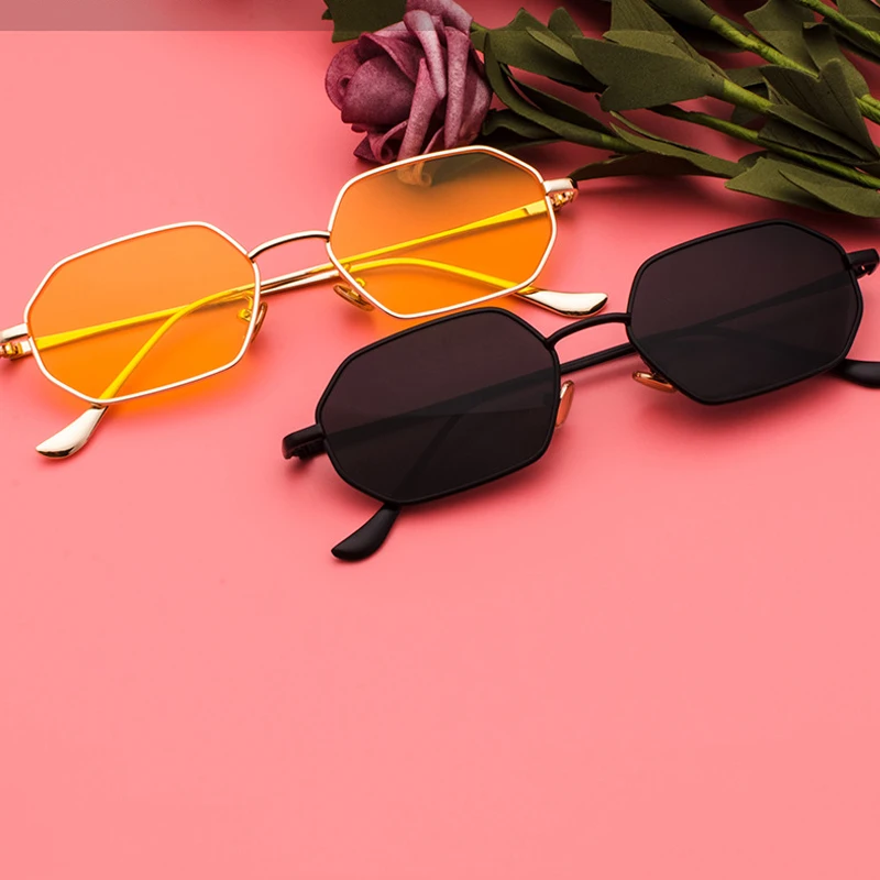 

Sunglasses Women Brand Designer Small Hexagon Metal Polygon Frame Sunglasses Men Vintage Sun Glasses gafas de sol
