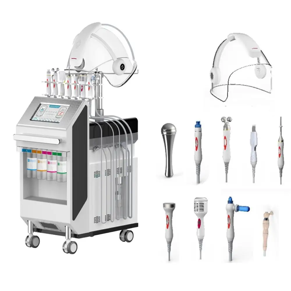 

10 in 1 Infusion Oxygen Therapy Hydra Dermabrasion Facial Equipment Hydro Facial Machine, White