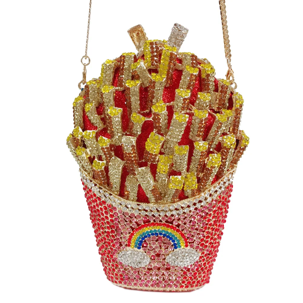 Custom Luxury Glitter French Fries Rhinestone Evening Bag Clutch For Ladies Buy Evening Bag