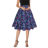 

Women's 50s Vintage Floral Skirt High Waisted A Line Casual Midi Skirts