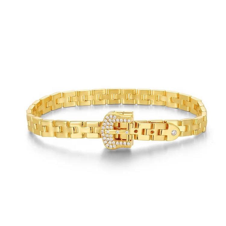 

Personal Micro CZ Copper Jewelry Gold Plated Zipper Design Link Chain Bracelet