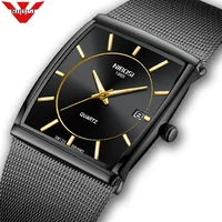 

NIBOSI 2020 Mens Watches Top Brand Luxury Blue Square Quartz Watch Men Waterproof Golden Male Wristwatch Men Relogio Masculino