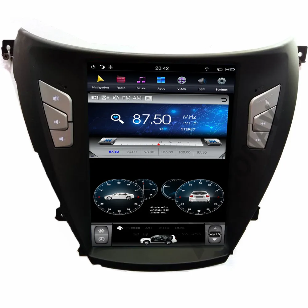 

AOONAV 10.4 inch car autoradio DVD player for hyundai elantra 2012-2016 GPS navigation vertical screen stereo Android 9.0, Black