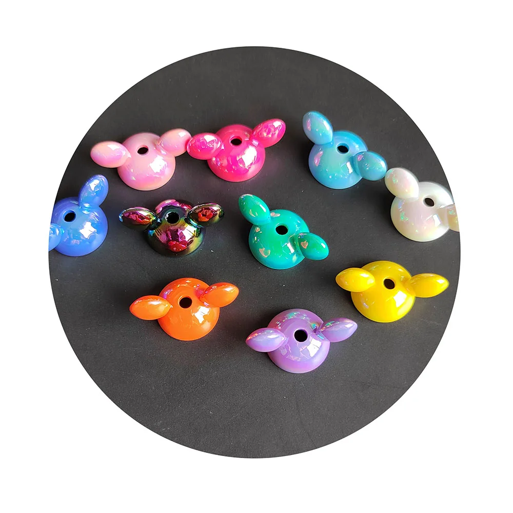 New Arrival Animal Mouse Head Beads Hat with Hole 15*30mm Cute DIY Phone Keychain Bag Decoration Jewelry Beads Findings