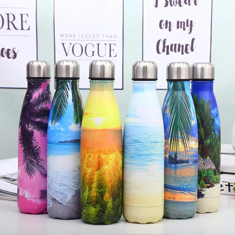 

Eco-friendly Insulated Cola Bottles Stainless Steel Cola Shaped Bottle 304 Metal Water Bottle with Lid, Customized color