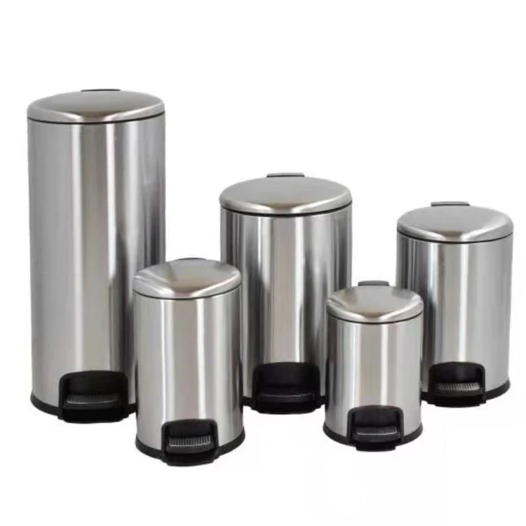 

12 Litres Eco-friendly mute indoor silver stainless steel trash can /waste bins/garbage bin with foot pedal Wholesale