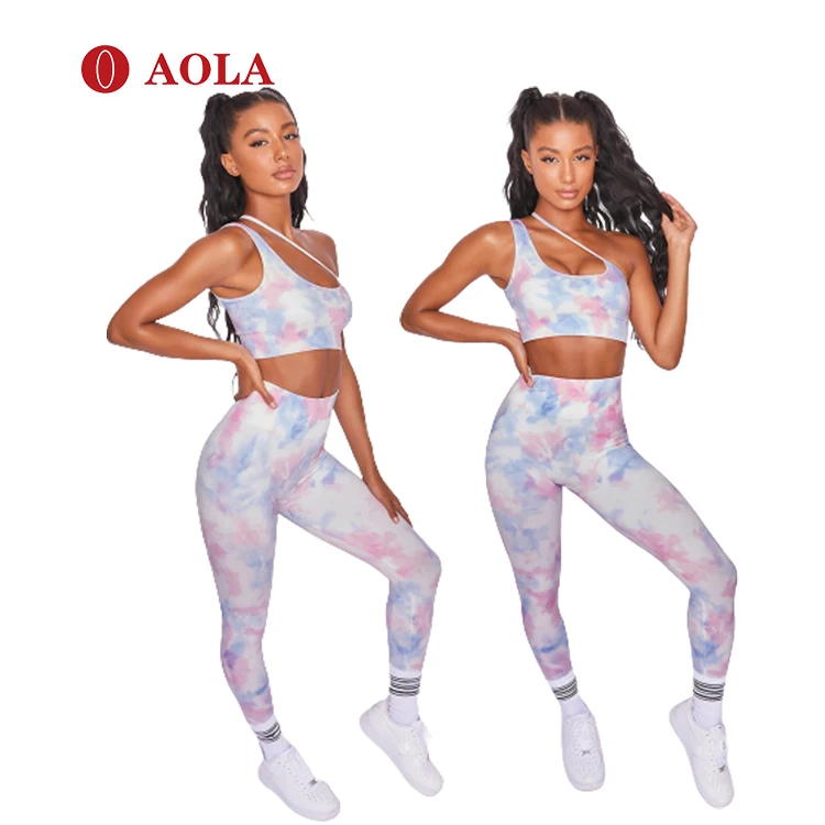 

AOLA Camo Fitness Active Wear Workout Leggings Seamless Yoga 2021 Clothing 2 Piece Gym Set Women, Pictures shows