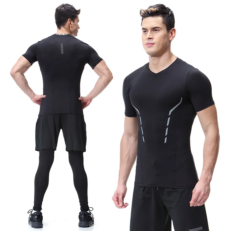 

Men running sports short sleeve Tight and quick-drying fitness t-shirt Gym training, 3 colors