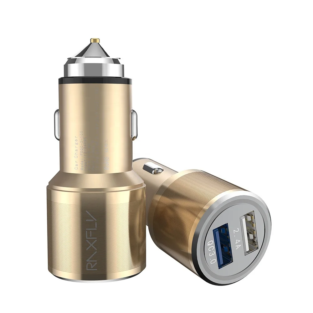 

Great Free Shipping RAXFLY Car Interior Accessories Aluminum Alloy Dual Port Usb Quick Charge 3.0 Car Charger