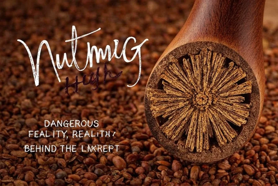 Timeline graphic showing progression of nutmeg toxicity symptoms from ingestion to resolution