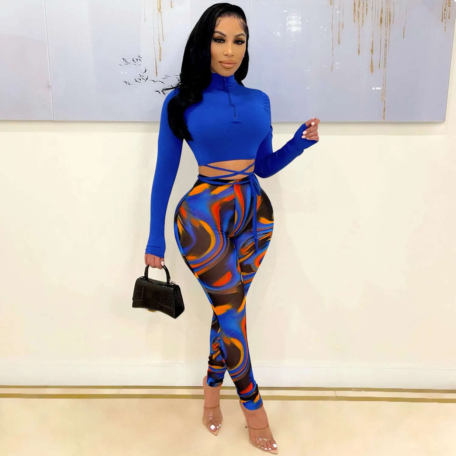 

FS5675A 2022 New Style Clothing Women 2 Piece Pants Set
