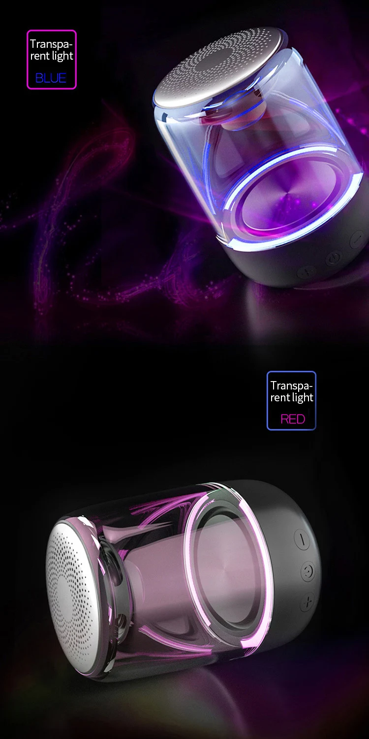 2020 high quality LED light transparent Bluetooth speaker