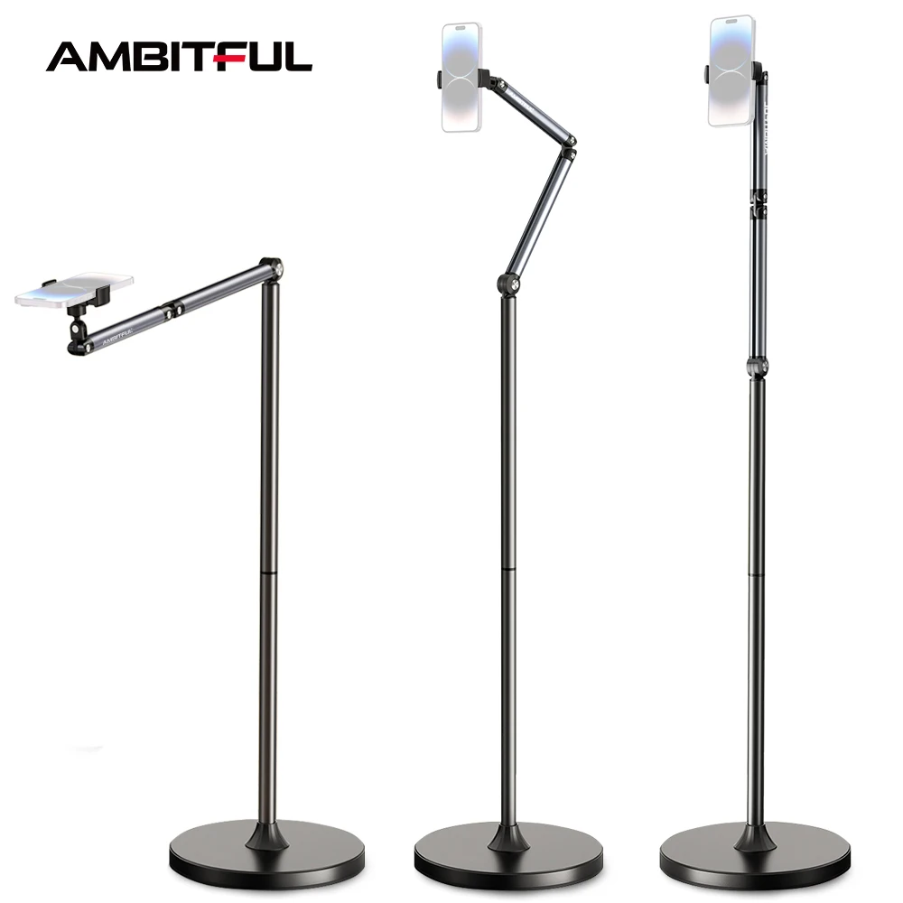 

AMBITFUL AL-60 Heavy Duty Metal Adjustable live Video broadcast Mobile Phone Holder stand Lazy Bracket 360 Rotation