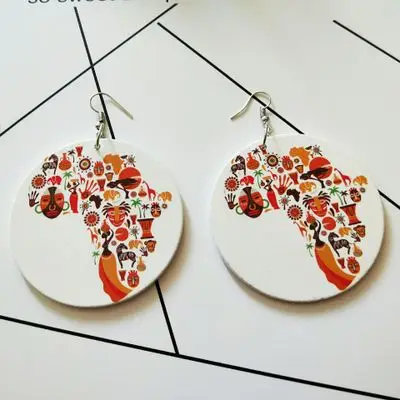 

Latest Arrival Laser Engraved African Map Wood Dangle Earrings Afro Motherland Map Wooden Drop Earrings for Ladies