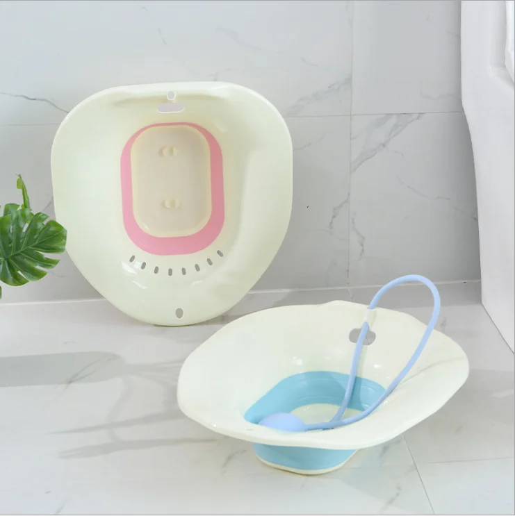 

HOT SALE Perineal Soaking Bath Vagina Hygiene Cleaning for Yoni Steam Portable Pot Sitz Bath Toilet Seat, White&blue, white&pink