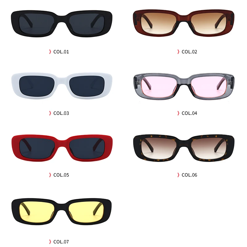 
Superhot Eyewear 27737 INS Fashion 2020 Retro 90s Vintage Solid Plastic Small Rectangle Sunglasses 