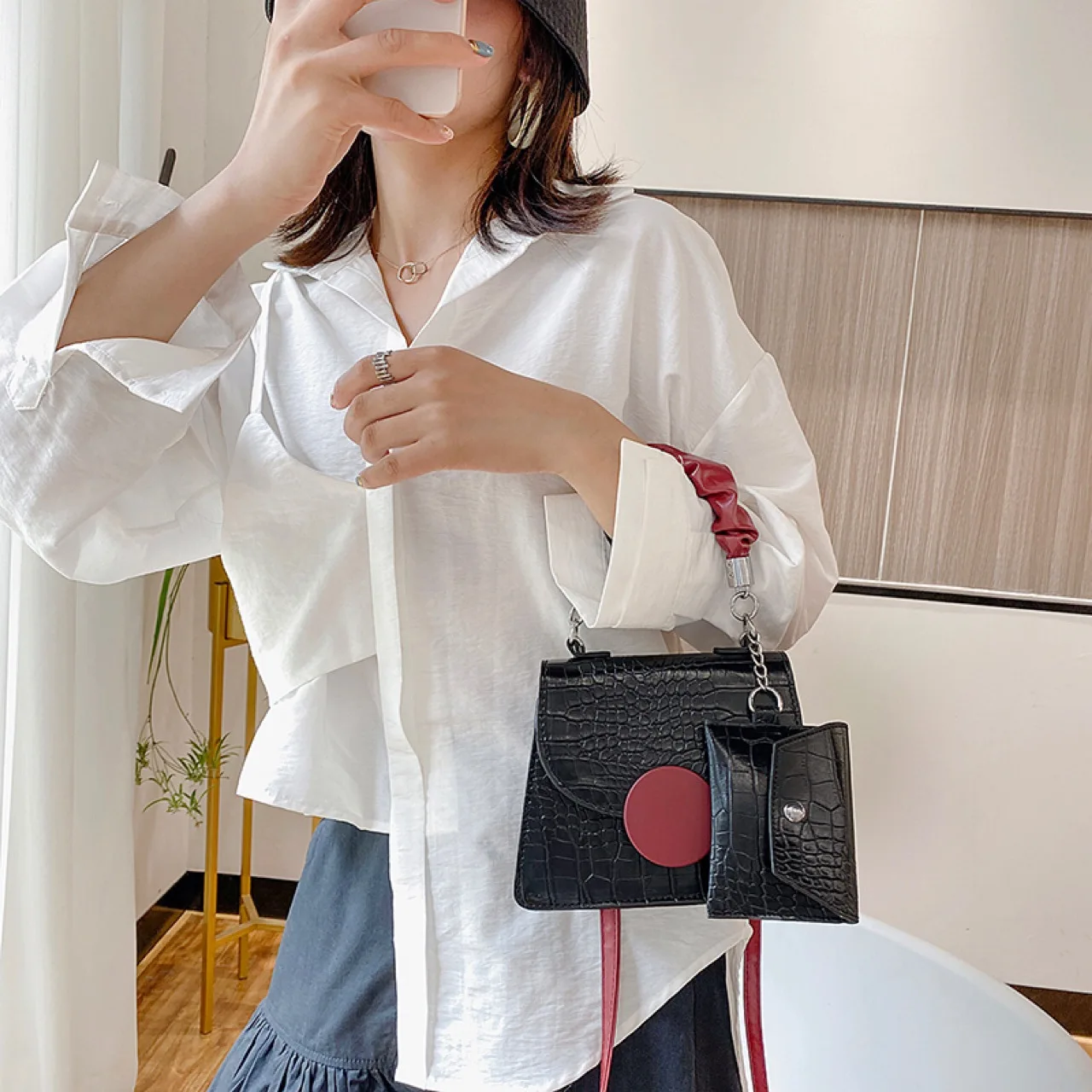 

2021 New Arrival Crossbody Bag Female Crocodile Pattern Women Bag Color Matching Single Shoulder Lady handbag