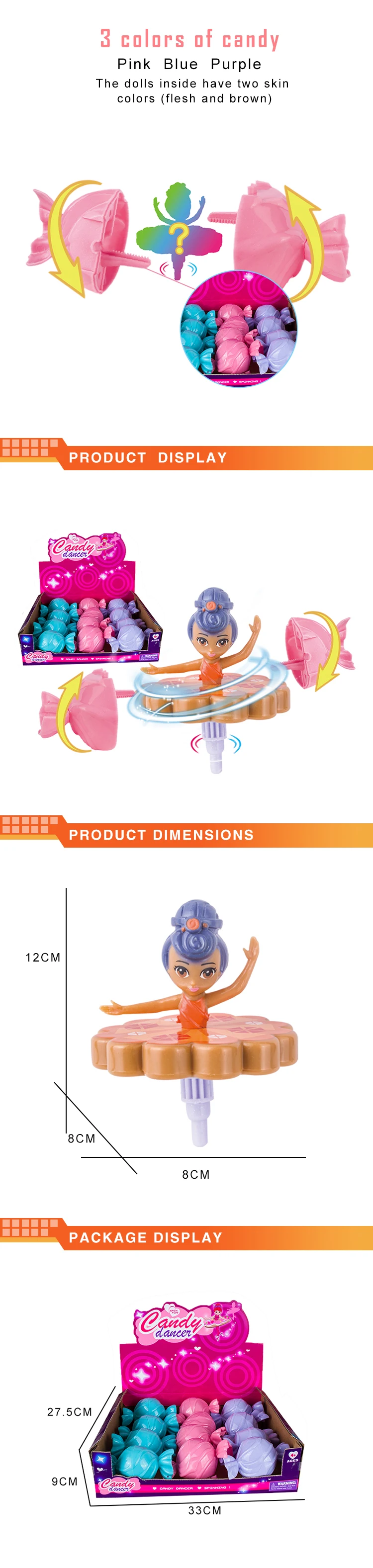 2020 New Arrival Plastic Candy Spiral Rotating Dancing Surprise Blind Box Candy Dancing Doll