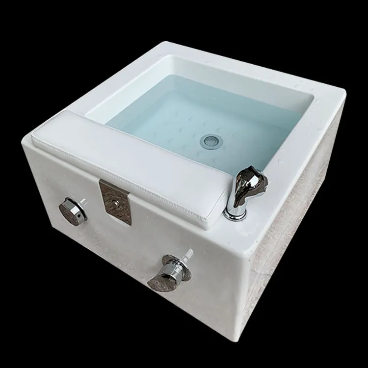 

Hot selling acrylic non-friable square pedicure sink foot massage bowl for pedicure chair with coloured light and jet