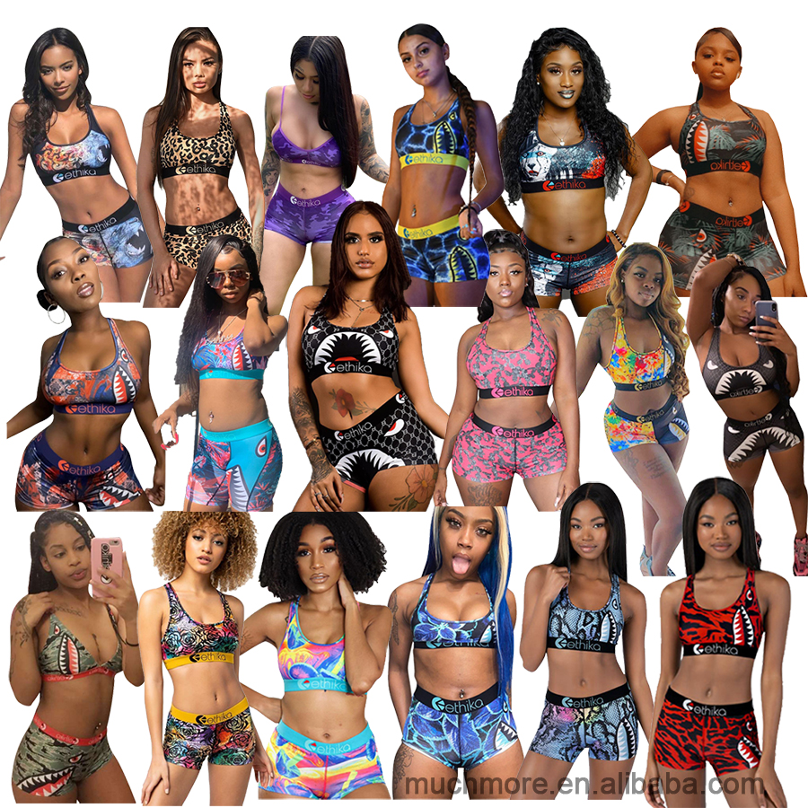 

ETHIKA Women Sexy Two Piece Outfits Sports Sets underwear Swimming Shorts Sets yoga Women Ethika Two Piece Set