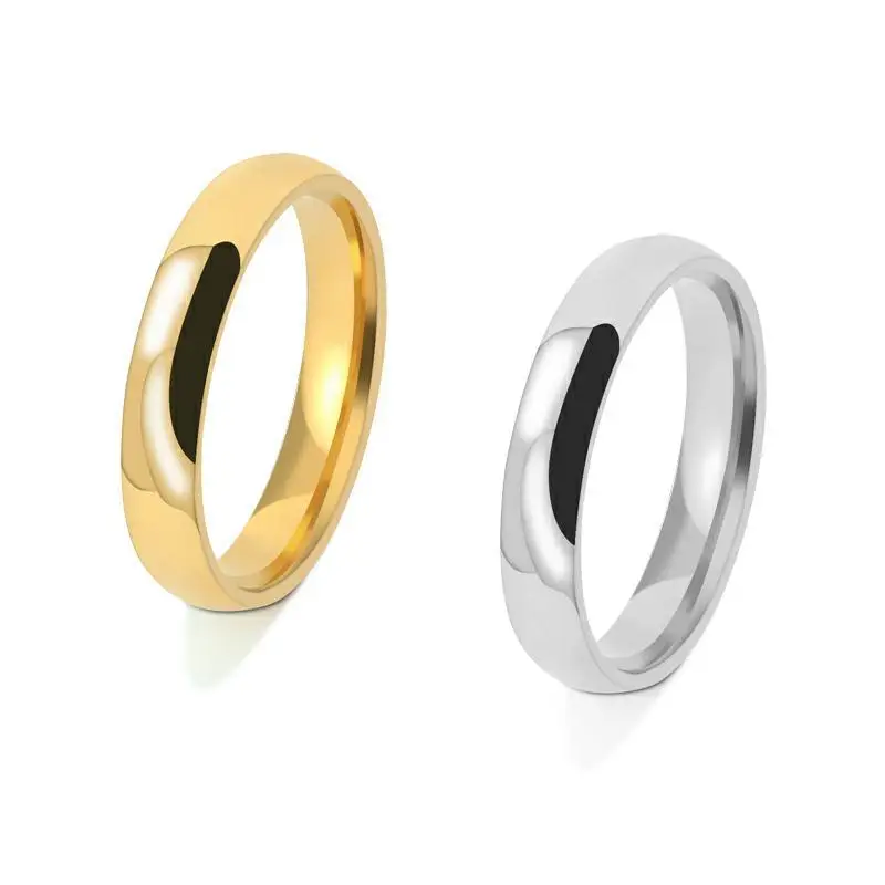 

Latest Simple Design Titanium Steel Smooth Stainless Steel Jewelry Ring Women's Inner and Outer Arc Spherical Ring Women's