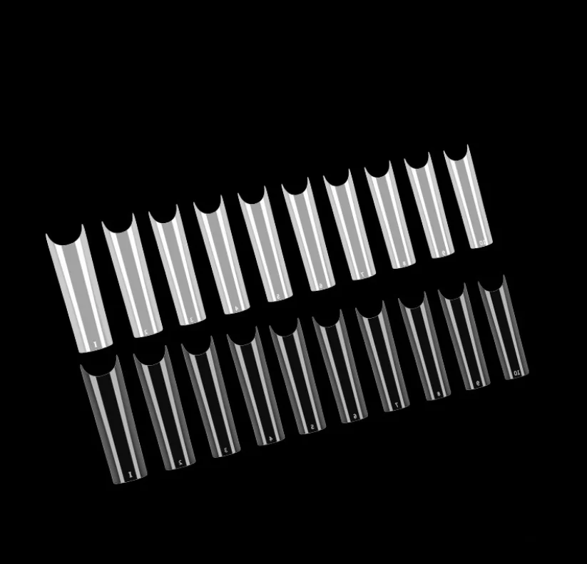 

500PCS High Quality False Nail Tips Wholesale Extra Long Curved C Shape Nail Tips, Clear
