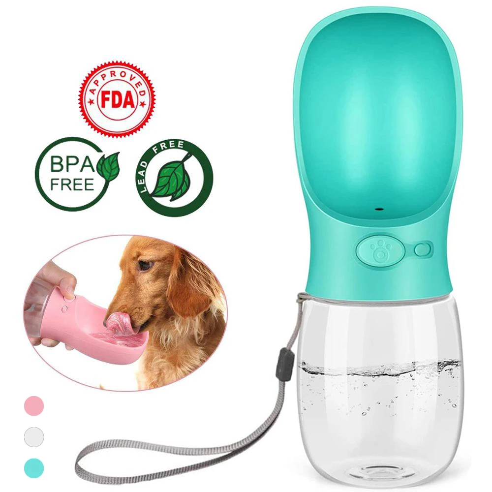 

Pet Dog Water Bottle Portable Drinking feeder for Dogs Cat Outdoor Travel Leakage-proof Puppy Water Dispenser Bowl Pet Bottle, Pink, wuite, blue, green