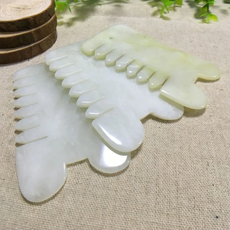 

China Wholesale Jade Gua Sha Massage Comb stone gift present needle