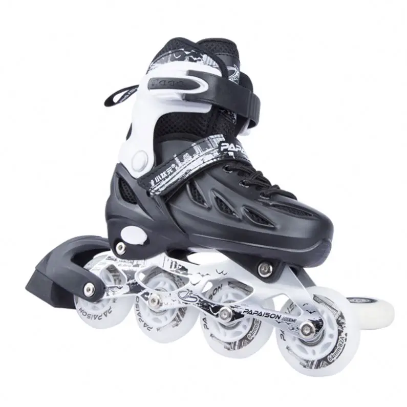

Actor inline roller patines de 4 ruedas adjustable size aluminium alloy chassis skates shoes, Black / black&white/ red