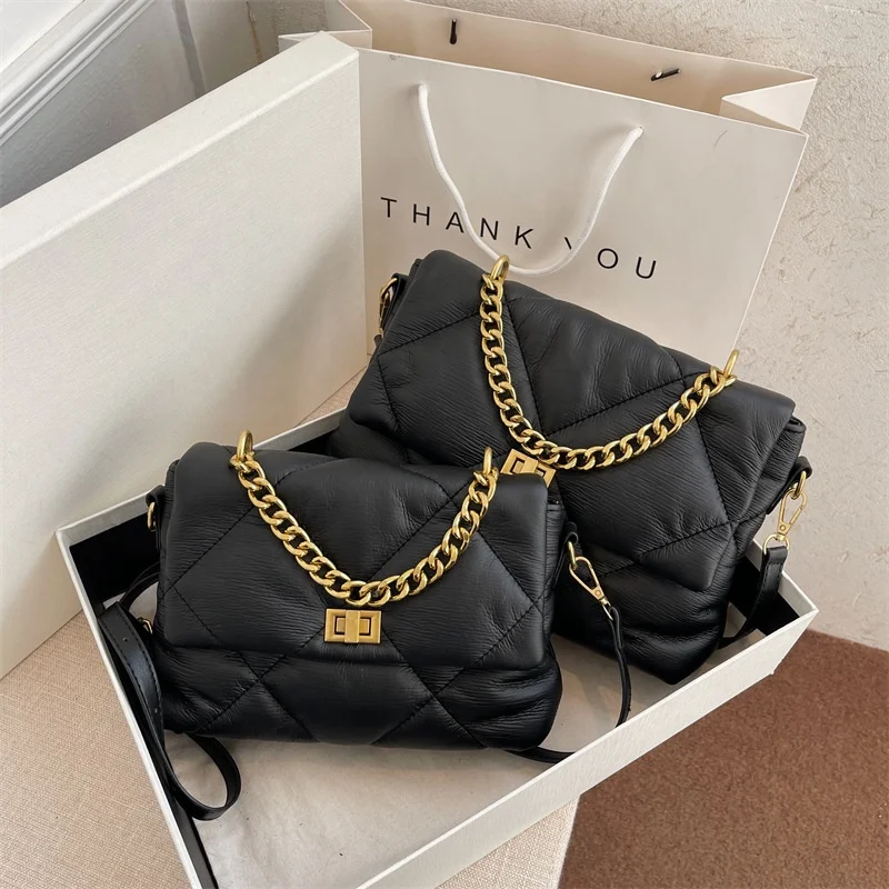

2022 New Drop Shipping Trendy Designer Solid Leather Luxury Chain Bag Cross Shoulder Women Bags Ladies Classy Handbags