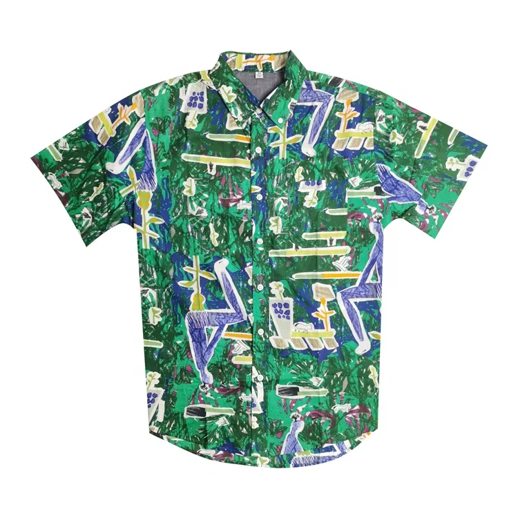 

Cheap Wholesale Digital Print Ufo Shirt Short Sleeve Hawaiian Shirts For Men, Custom