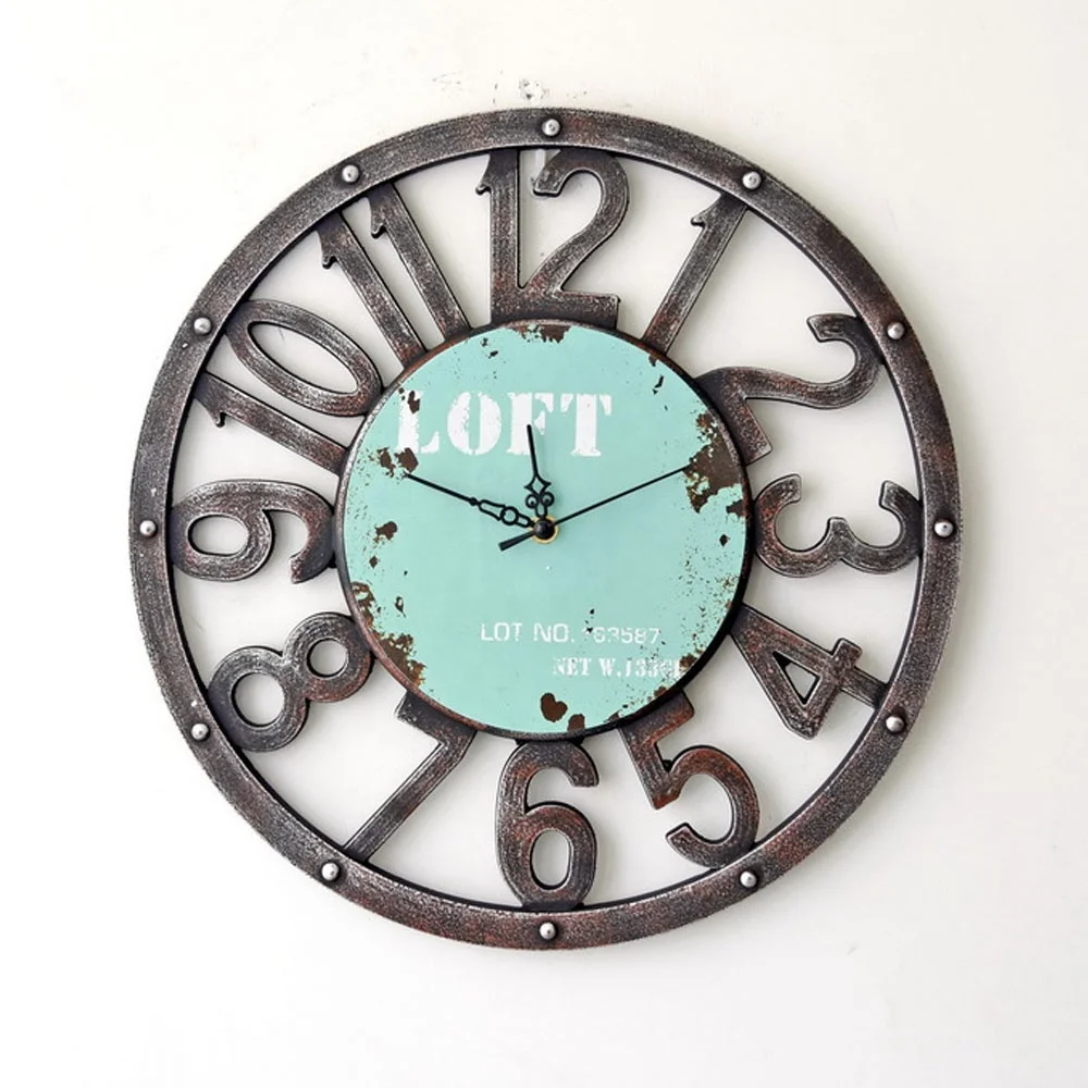 

Diameter American Country Style Nostalgic Hollow Wooden Digital Mute Wall Clocks