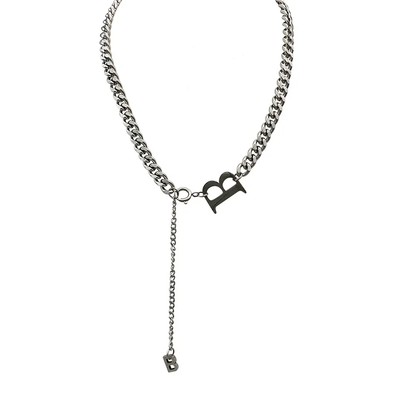

Wholesale Punk Style Character Personality Letter Stainless Steel Necklaces Simple Women Fashion Necklace, Sliver colors