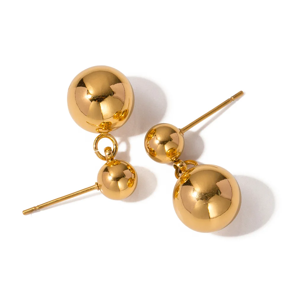 

2023 Fashion Bead Drop Earring 18k Pvd Gold Plated Stainless Steel Earring Glaring Bead Dainty Pendant Earrings For Women