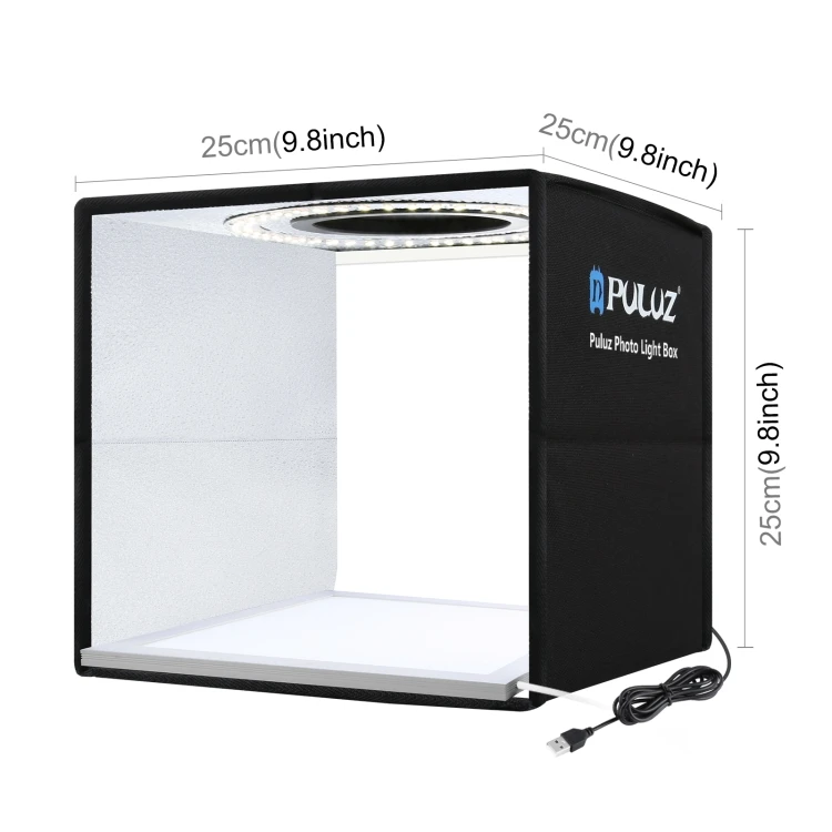 

puluz 25cm Portable Foldable Photo Studio LED Light Box Kit with 12 backgrounds 5500K photography lighting tent